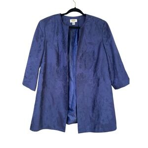 Talbots Vintage Navy Blue Floral Longline Jacket‎ Women's Size 12W Career Work